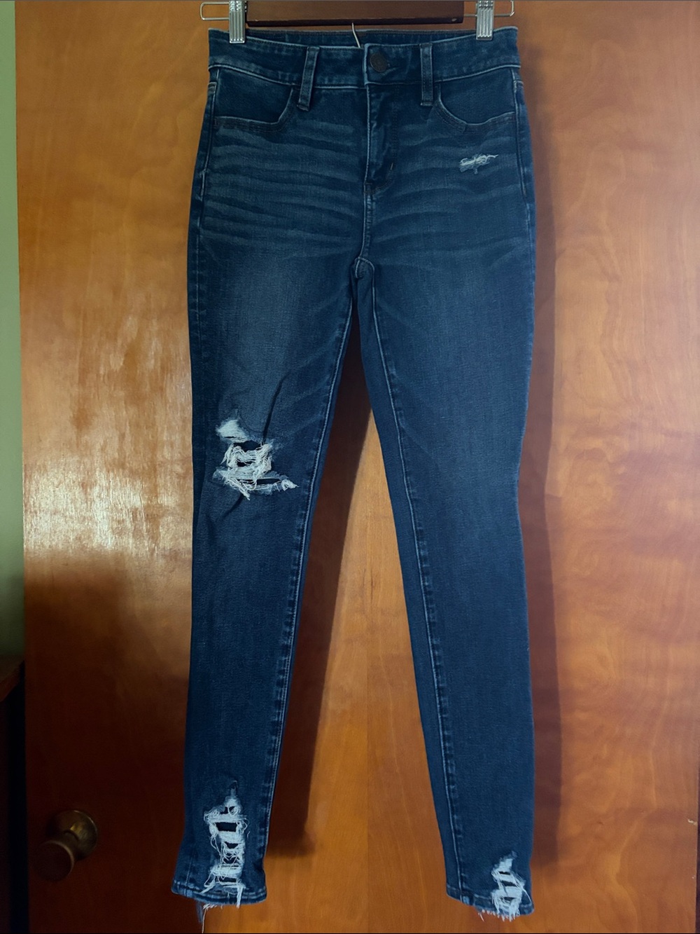 American Eagle Outfitters Dark Blue Distressed Jeggings